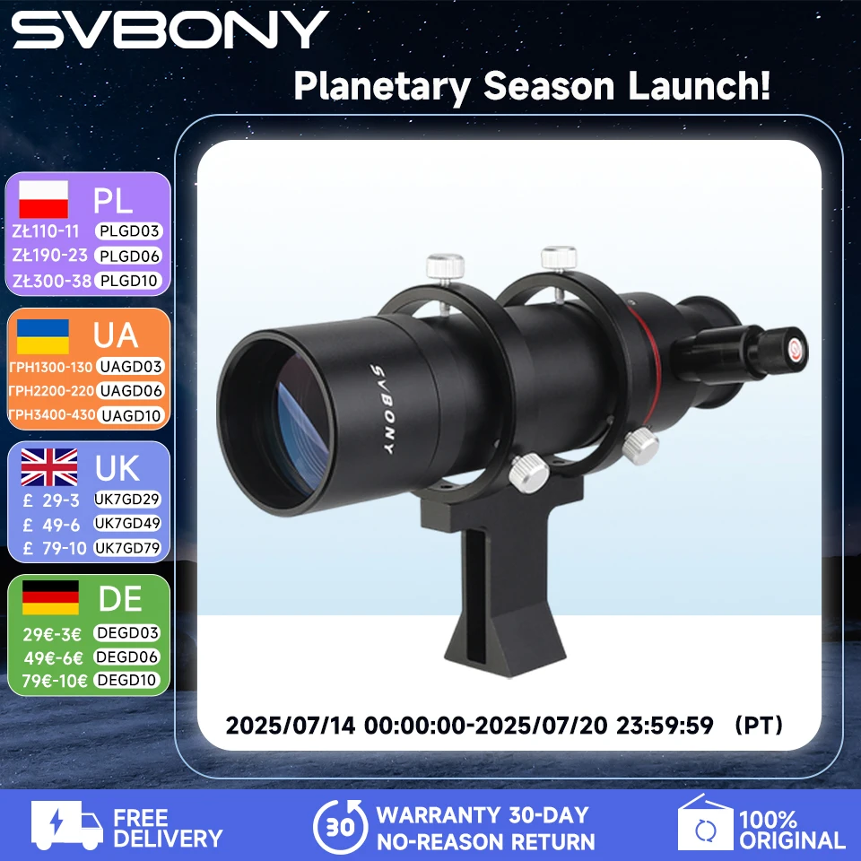 

SVBONY SV208 Astronomical Telescope Finder Scope w/ Illuminated 8x50 Straight-Through Correct Image
