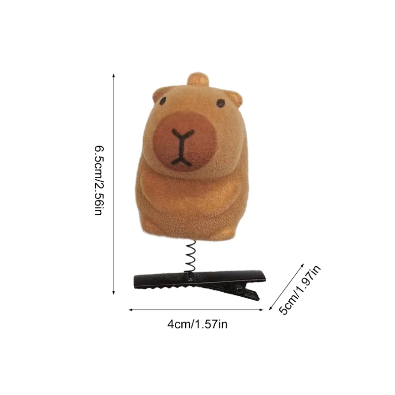 Fast Reach Pack of 5 Cartoon Capybara Hair Clip Plush Hairpins Fashionable Hair Ornament