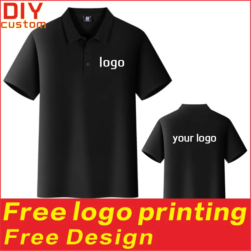 

Cotton men's and women's breathable T-shirt shirt polo shirt summer collar short sleeved printed logo embroidered work uniform