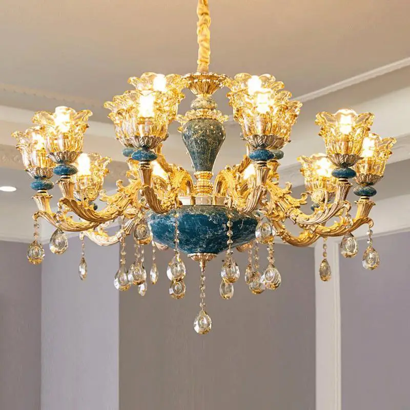 Grand church Crystal Pendant Chandelier led Lustre De Cristal Foyer Baroque Ceramic lamp hotel project glass chandelier Lighting