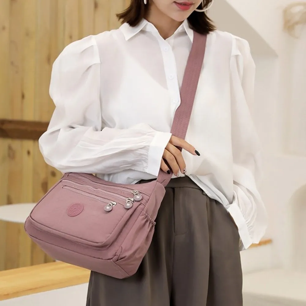 

Lightweight Women's Shoulder Bags Nylon Adjustable Strap Multi-zipper Pocket Bags Versatile Large Capacity Korean Crossbody Bag