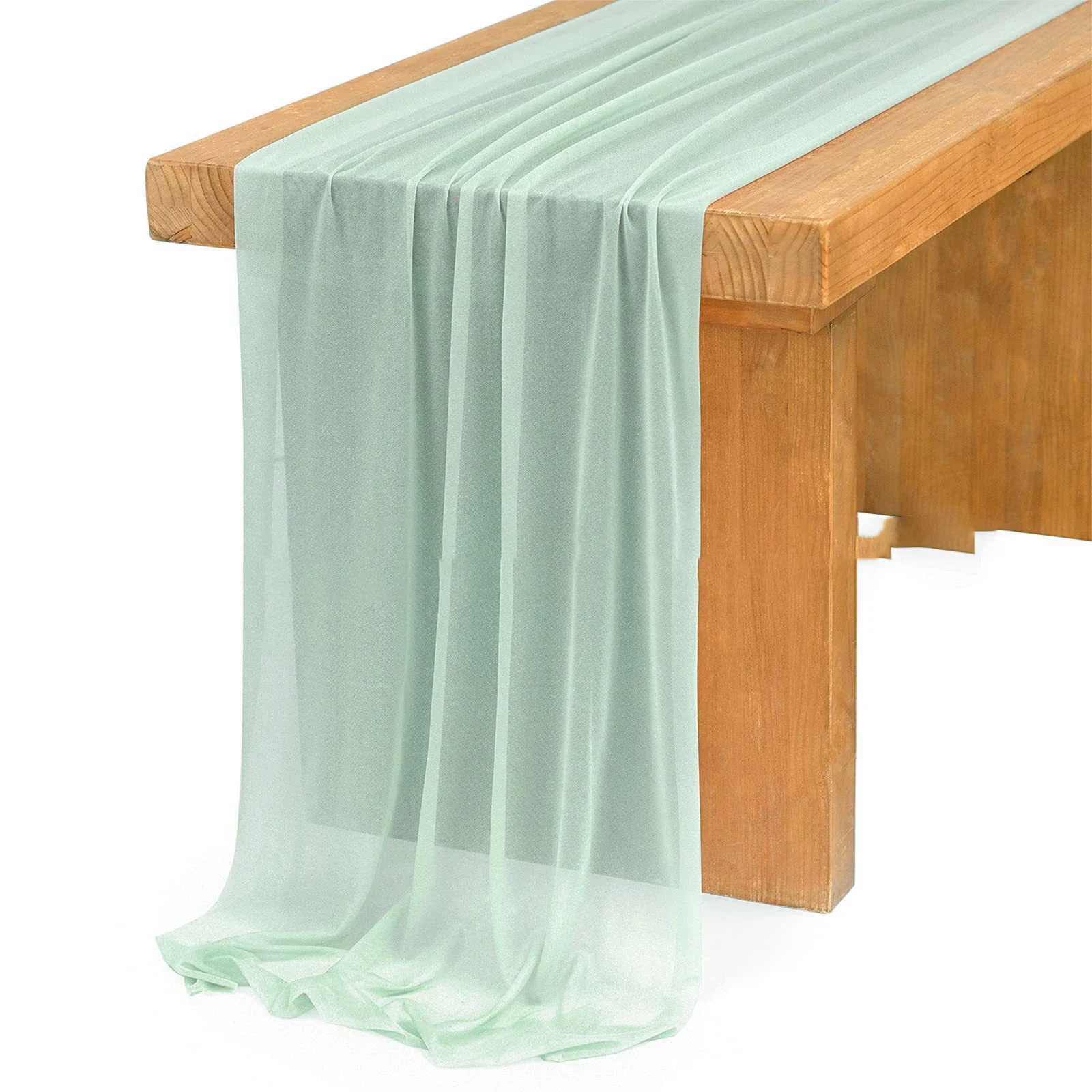 

Chiffon sage green Table Runner Table Setting Semi-Sheer Dining Vintage Wedding Party Christmas Banquets Arches Cake Decor