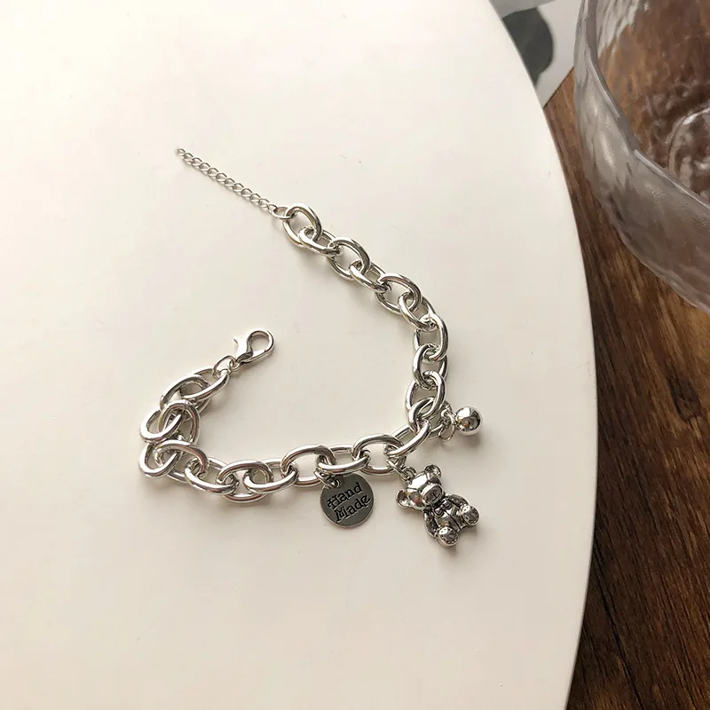 Handmade Bracelets For Women Bear Pendant Chain Charm Bangle Bracelets Fashion Basic Jewelry