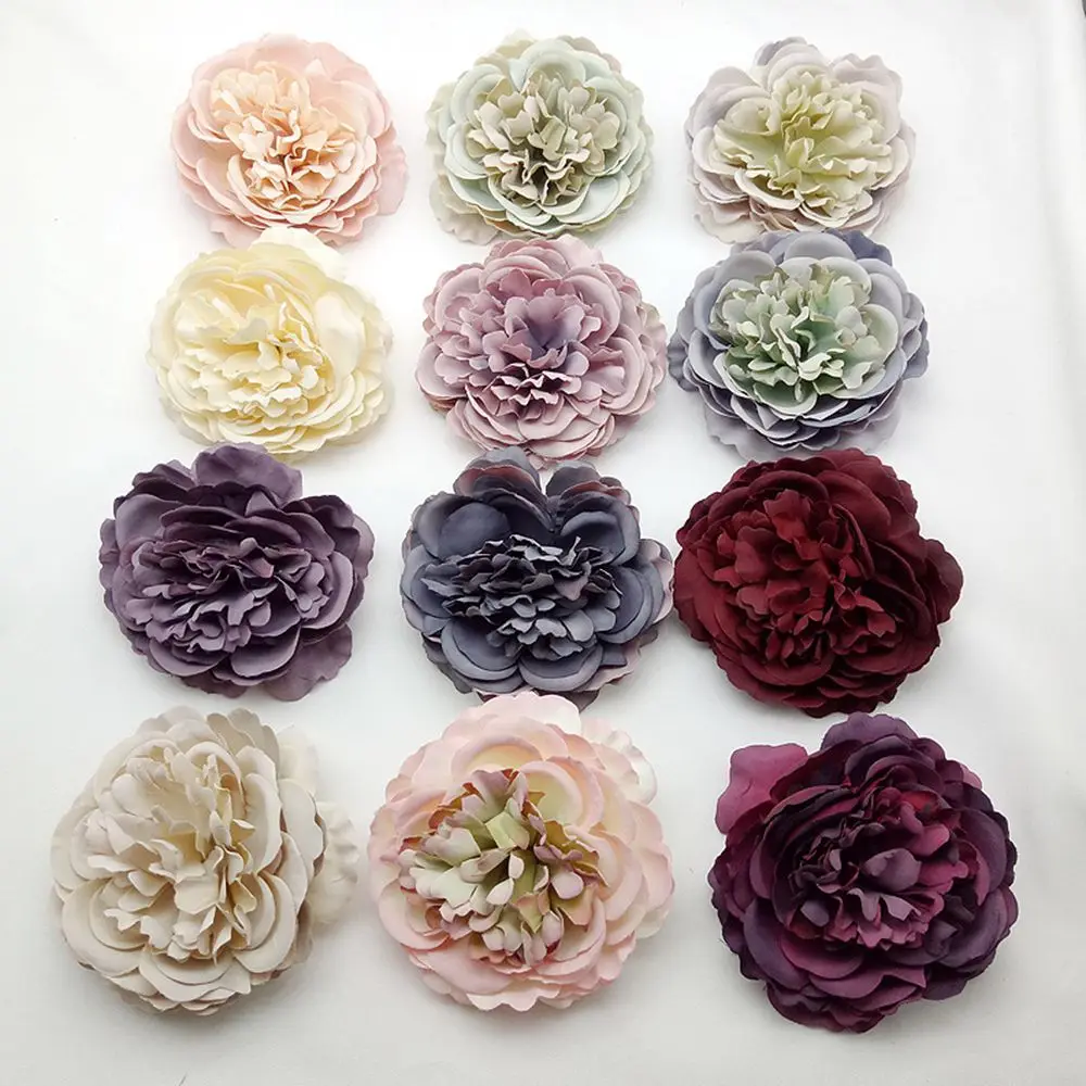 

50/100pcs Artificial Flower Silk Peony Christmas wreath Decor Home Festival Outdoor Garden Wedding Bridal Diy gift box Wholesale