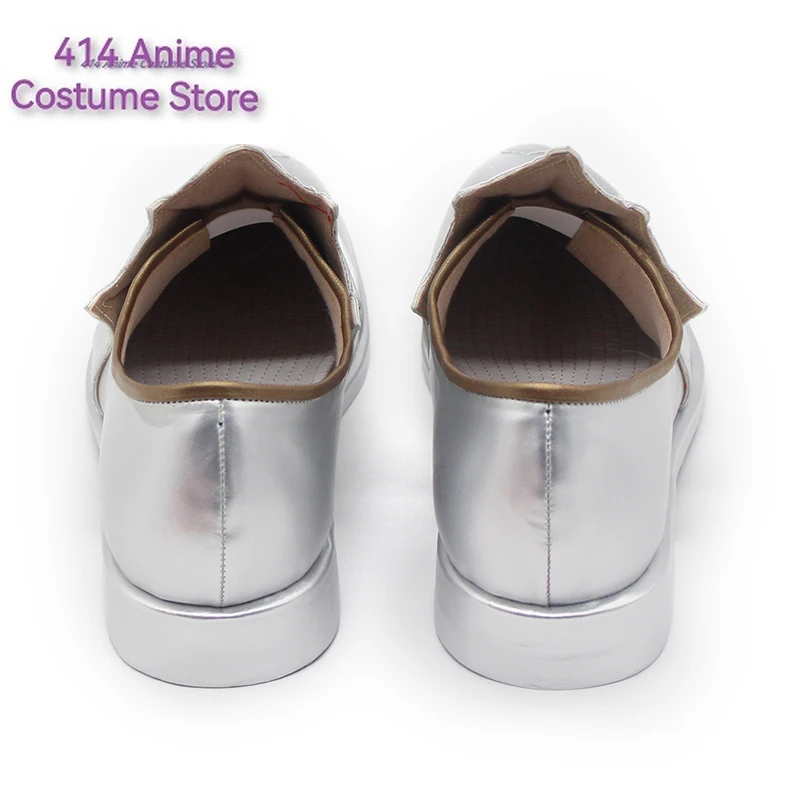 Game Honkai Star Rail Argenti Cosplay Shoes Silvery Leather Shoes Role Play Halloween Carnival Christmas Party Outfit Props