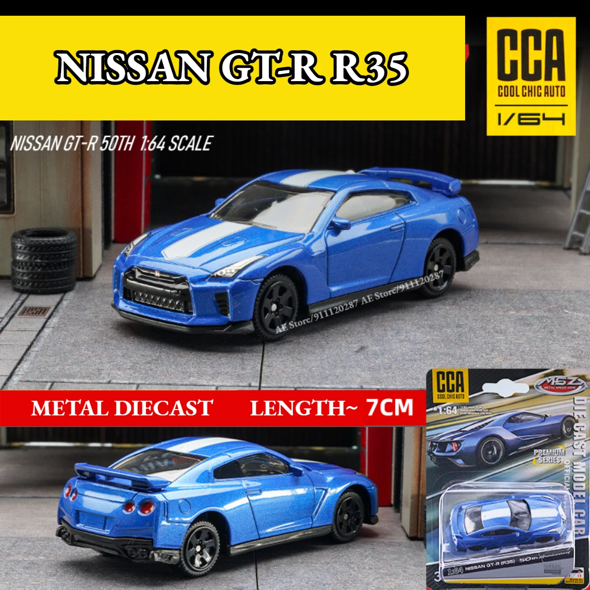 Scale 1/64 Metal Mini Car Model, NISSAN GT-R R35 Replica Miniature Art Vehicle Diecast Collection Gift Toy for Kid Boy Friend