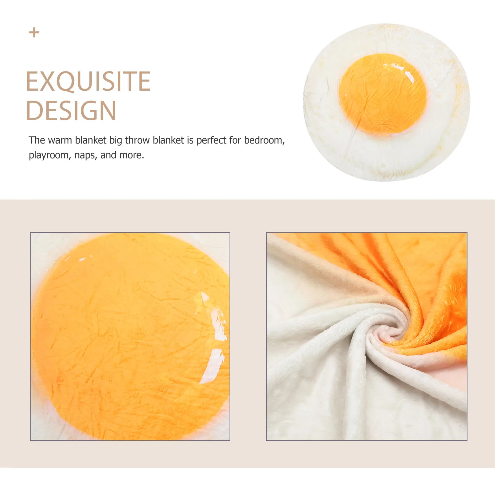 

Warm Round Egg Blanket for Home Use Soft Flannel Throw for Bed Sofa Office Nap Comfortable Sleep All Season Decorative