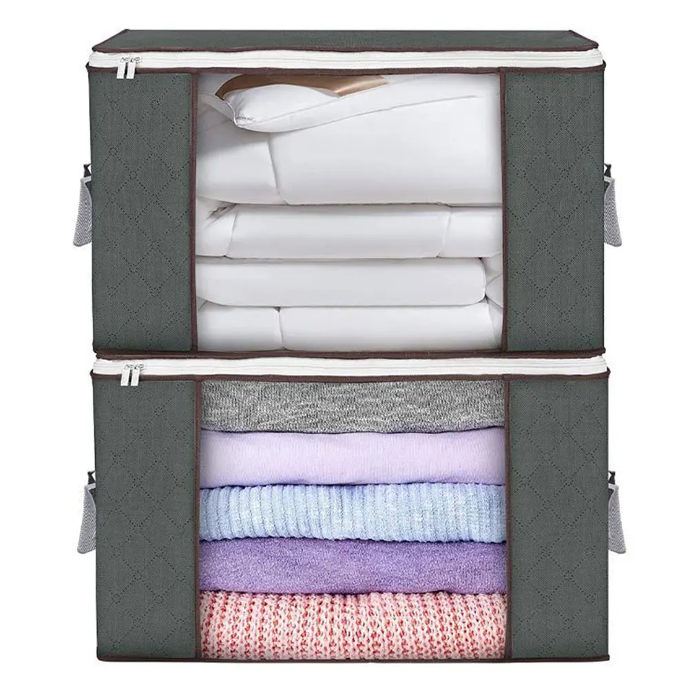 

Foldable Clothes Bags Large Capacity Quilt Grey Travel Garment Box Under Bed Closet ganizer Wardrobe Home Storage Solutions