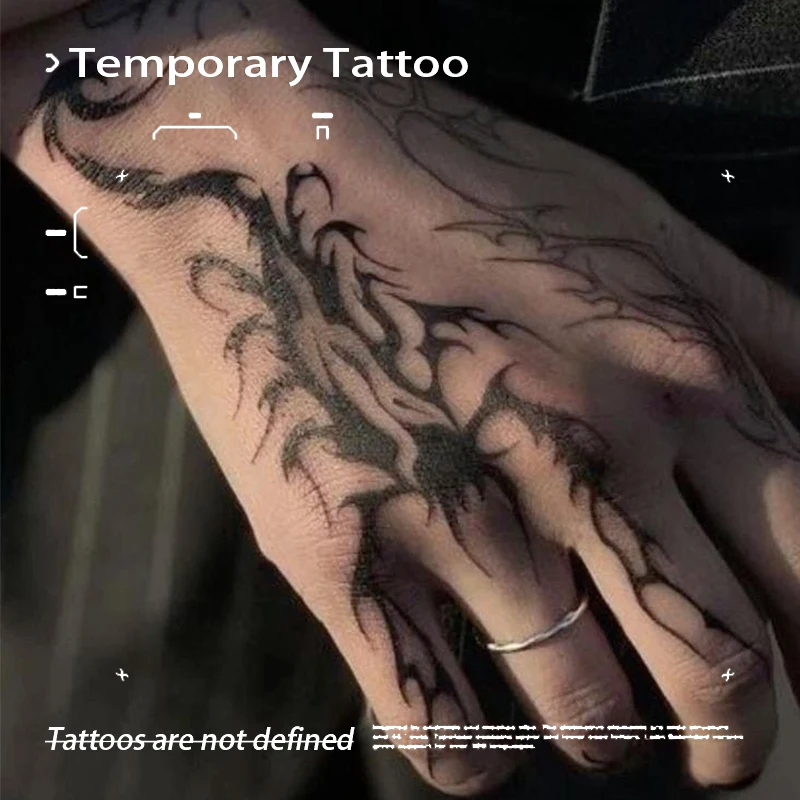 

Dark Gothic Arm Waterproof Temporary Tattoos Fake Tatto Thorn Stripe Herbal Juice Tattoo Stickers Gift Charm Stickers on Face