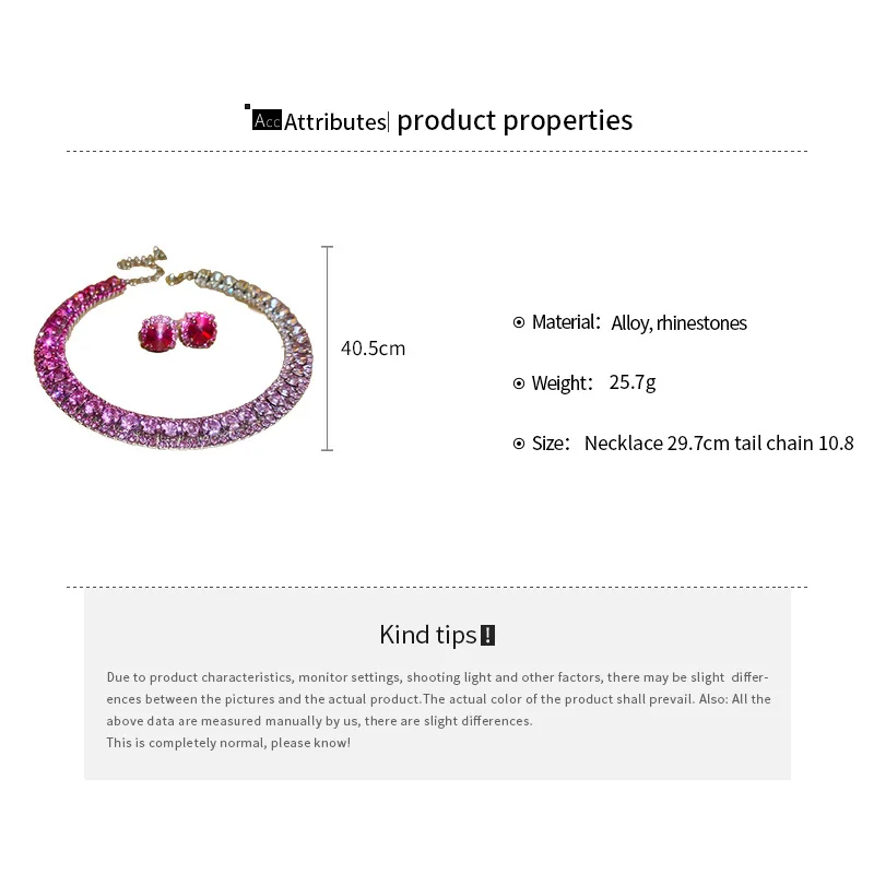 2pcs Emerald Square Earrings Necklace for Women Shining Rhinestone Trendy Versatile High-end Elegant Jewelry Set Party Gift image 6