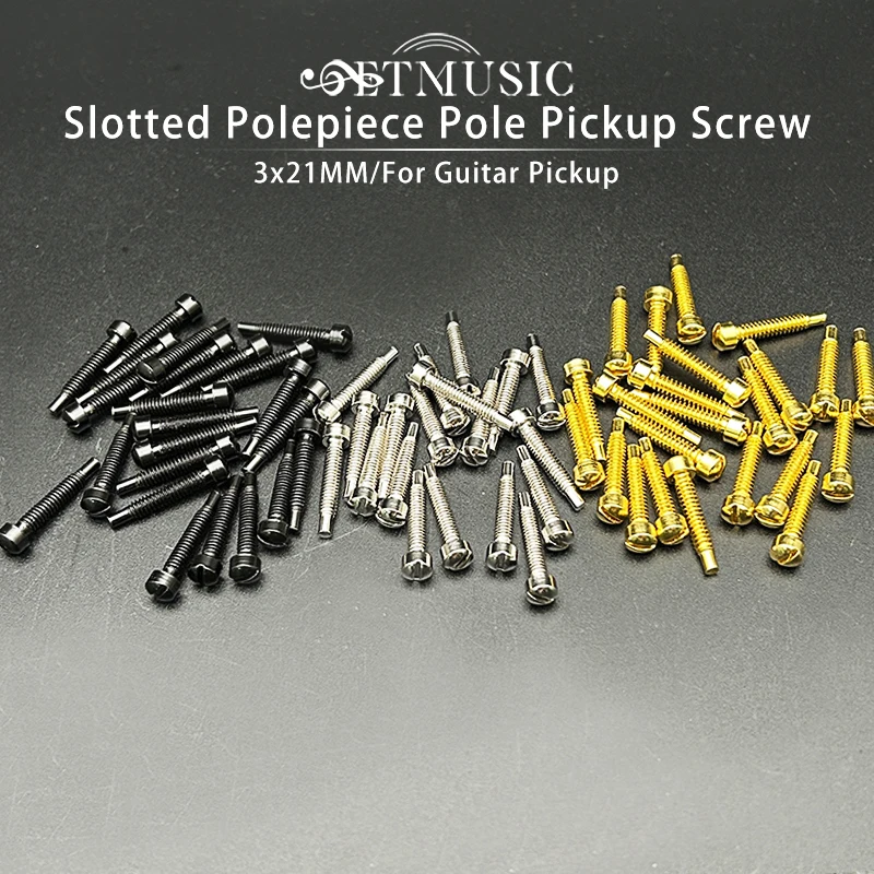 200Pcs/Lot 3x21MM Slotted Screw Polepiece Pole Screws Guitar Pickup Parts Screw Rods 21mm Lenght 3mm Diameter Black/Gold/Chrome