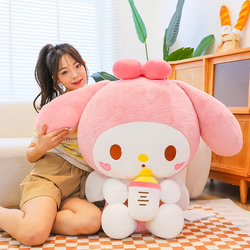 

60 см мультяшная детская бутылочка Sanrio Kuromi, плюшевая игрушка Kawaii My Melody, мягкая плюшевая кукла, большой размер, милая подушка, подарок на день рождения