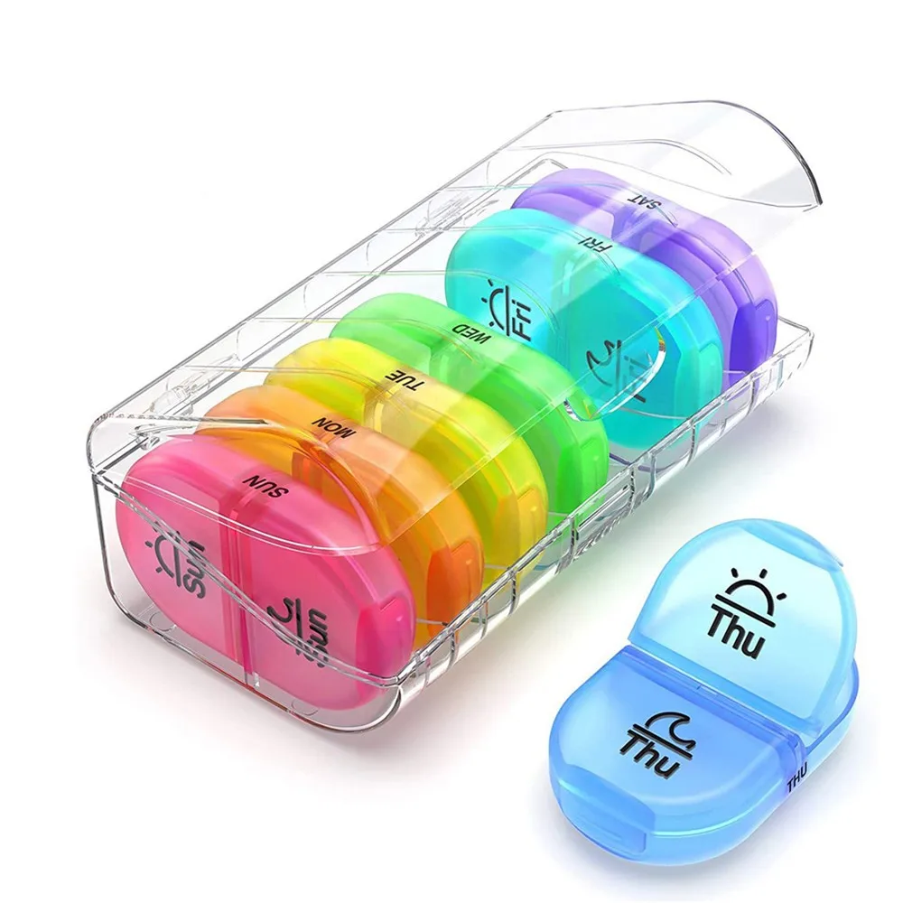 plastic case portable travel 7days 14 compartment weekly pill Organizer box