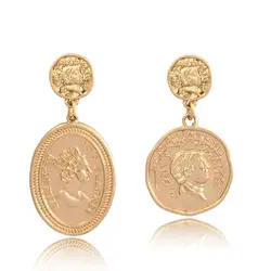 New Style Coin Earrings Gold and Silver Color Different Patterns on Both Sides Coin Drop Earrings for Casual Party Wholesale