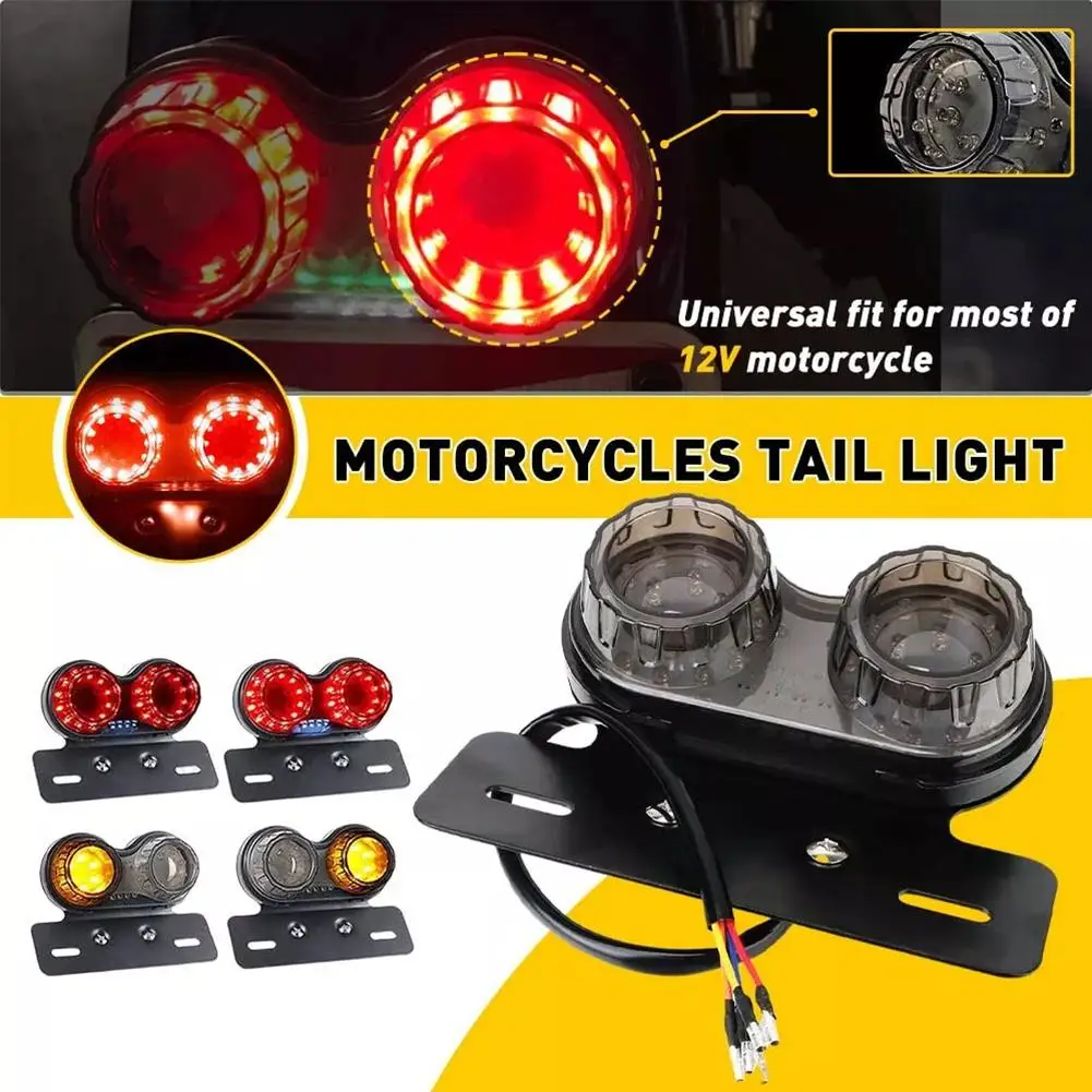 Universal 12v motocicleta led freio luz da cauda sinal de licença led luz da cauda motos luzes placa integrada com suporte k1x1