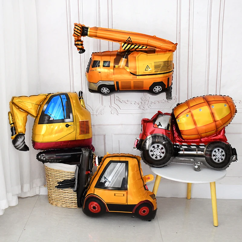 1Pc Cartoon Car Engineering Vehicle Construction Crane Foil Balloons Kids Boy Gifts Baby Shower Birthday Party Decoration Globos