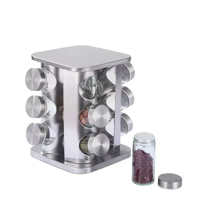 Seasoning Rack 360 ° Rotating Household Stainless Steel Seasoning Rack Kitchen Supplies