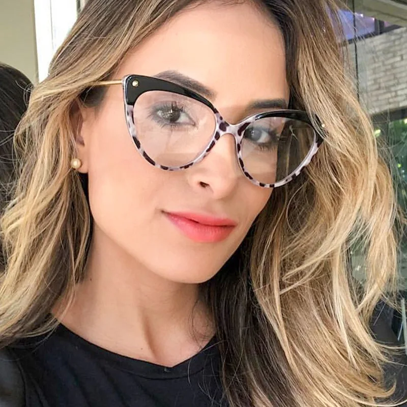 

Luxury Brand Anti-blue Glasses Women Cat Eye Glasses girls Frames Plastic titanium Trending Rivet Styles Optical Computer