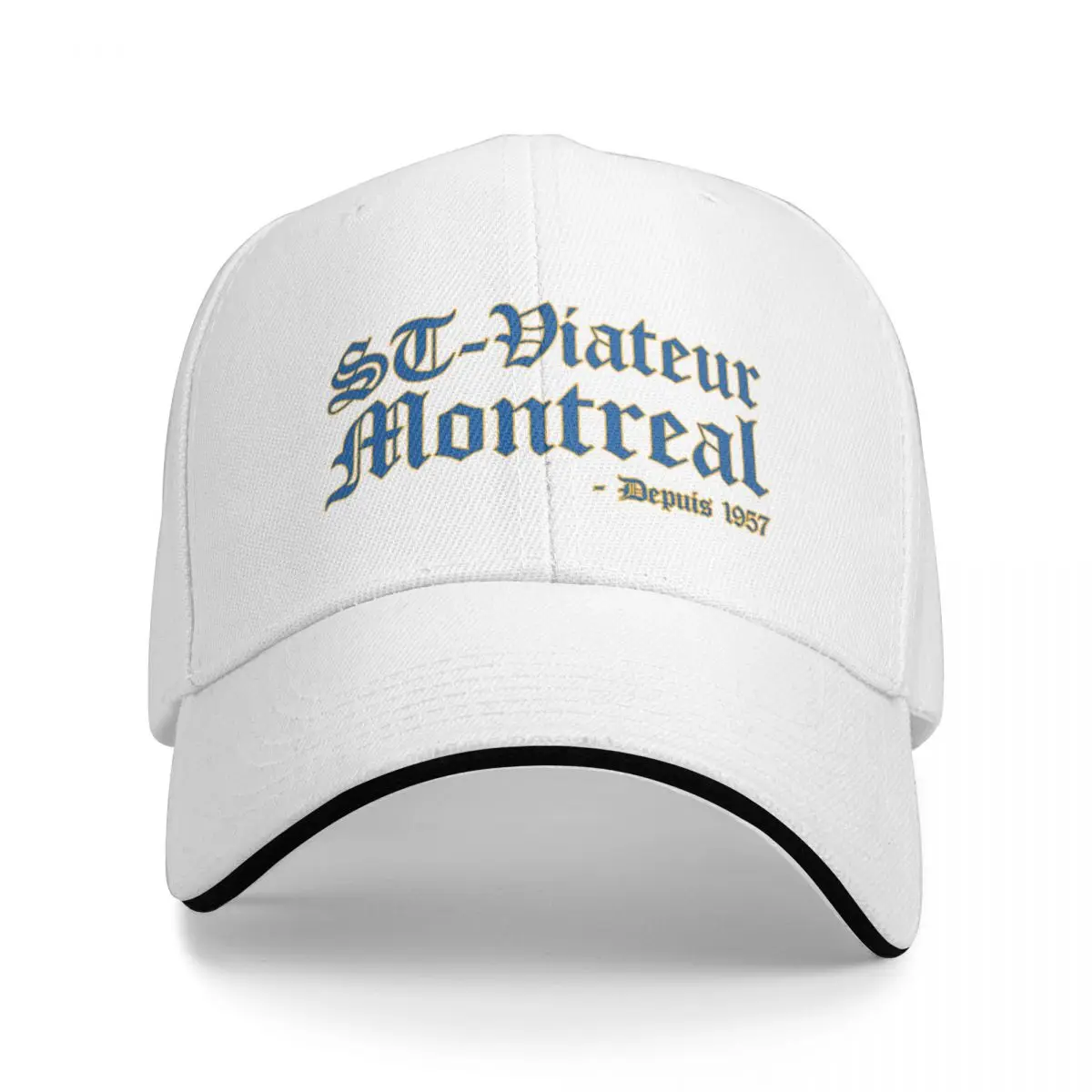 Bagels Are booming ST Viateur Bagel Montreal - Depuis 1957 Orange and Blue Font Baseball Cap Trucker Cap Men's Women's