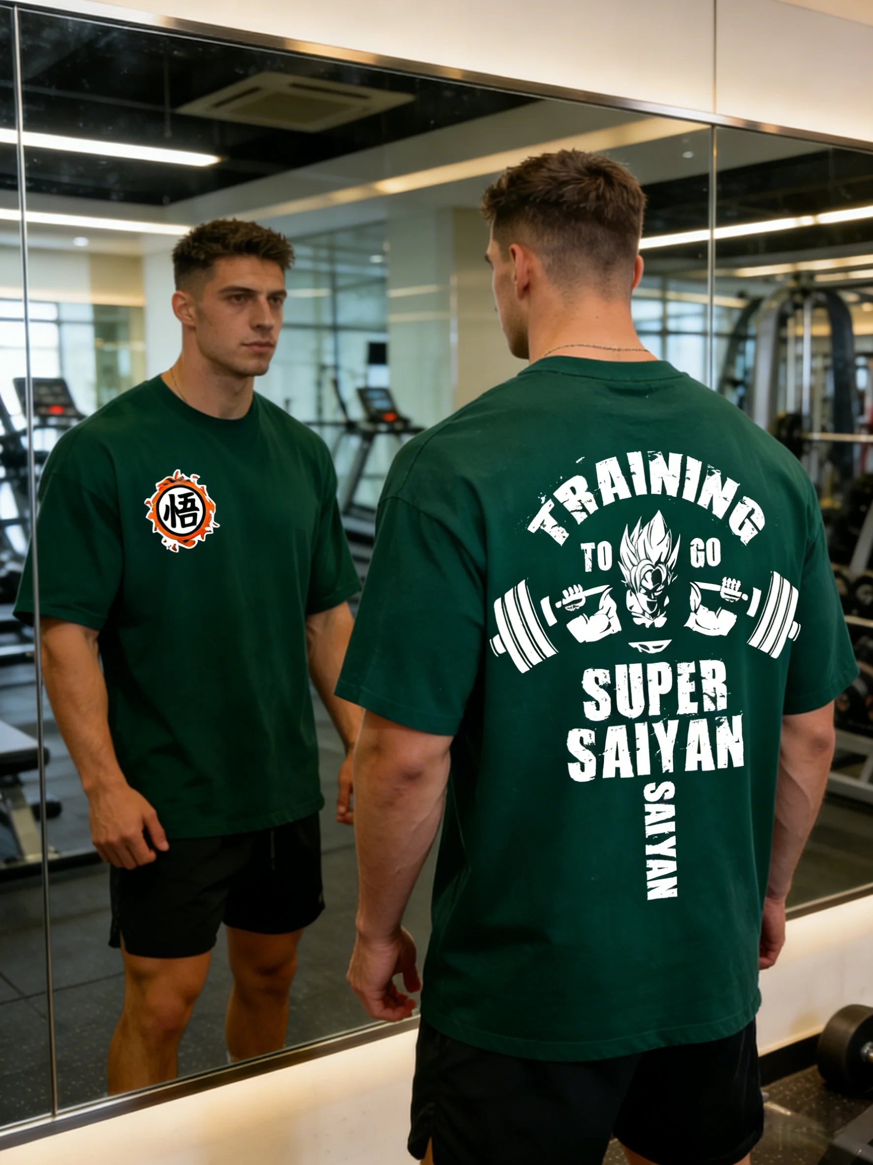 

Футболка унисекс оверсайз из чистого хлопка с принтом «Тренируйтесь, чтобы стать Супер Сайяном» в стиле Streetwear, винтажная, для фитнеса, лето 2026