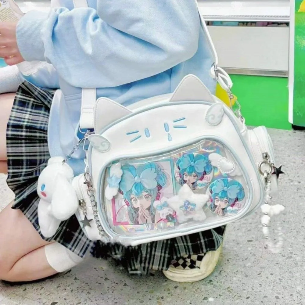 

Cute Harajuku Jk Shoulder Bag Lolita College Style Cat Backpacks Big Capacity Leather Cross Bag Women