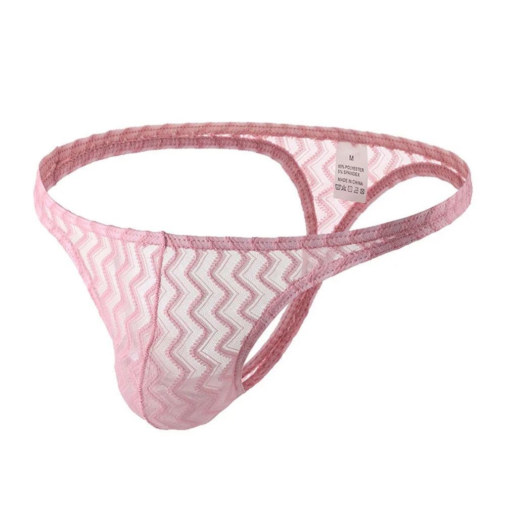 Men Sexy U Convex Pouch Thong Panties Ultra Thin Mesh Transparent T-back Underpants Low Waist Breathable Underwear Bikini