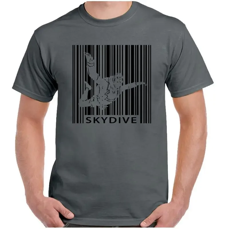 Skydiving T Shirt Mens Funny Skydive Skydiver Free Fall Parachute Barcode