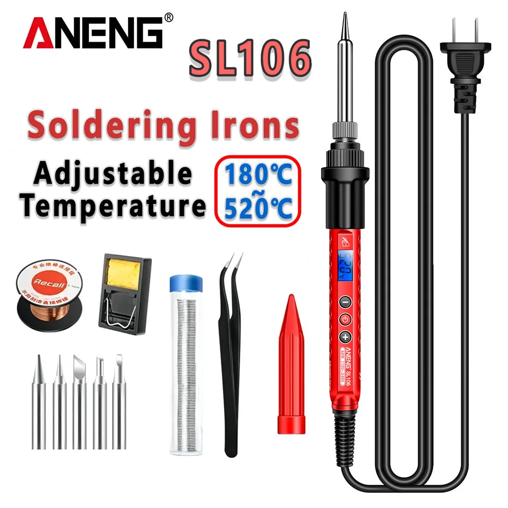 ANENG SL106 Electric Soldering Irons Adjustable Temperature Welding Solder Rework Station Heat Pencil Tip Repair Tools 110V/220V