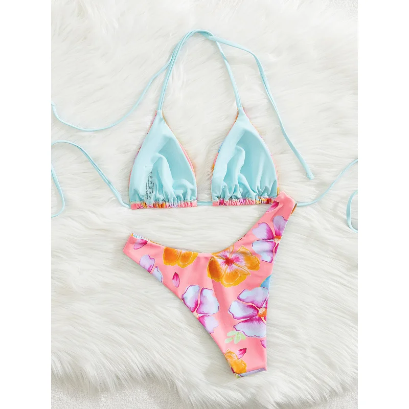 Hot-selling Women's Floral Print Sexy Three-point Backless Bikini SwimsuitbikiniSpot Goods