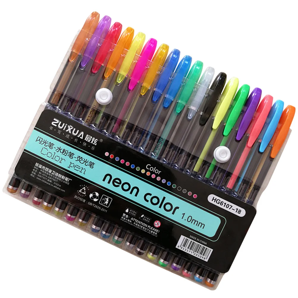 

18 Colors Gel Ink Pen 10mm Neon Color Pen Set Craft Drawing Painting Coloring Books Gift (Assorted Color)