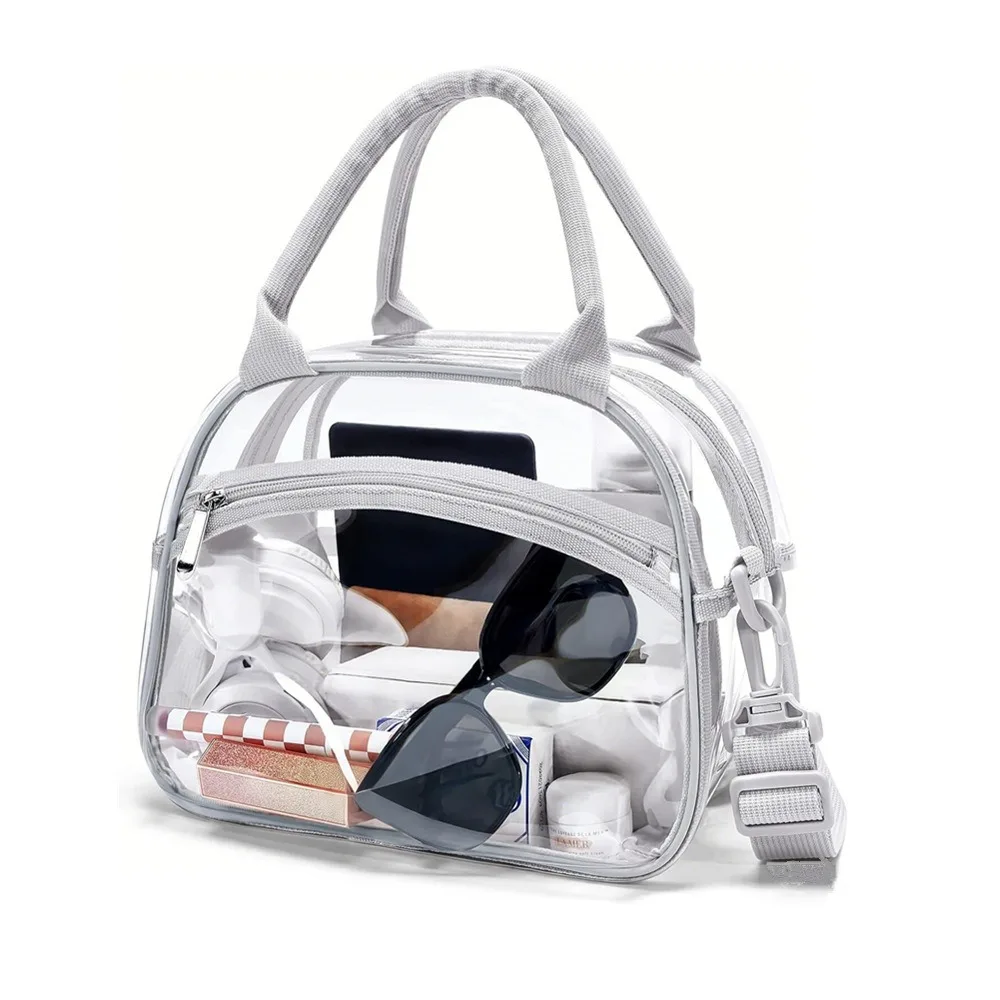

Zipper Transparent Crossbody Bag with Adjustable Strap Waterproof Clear Shoulder Bag PVC Large Capacity PVC Storage Bag
