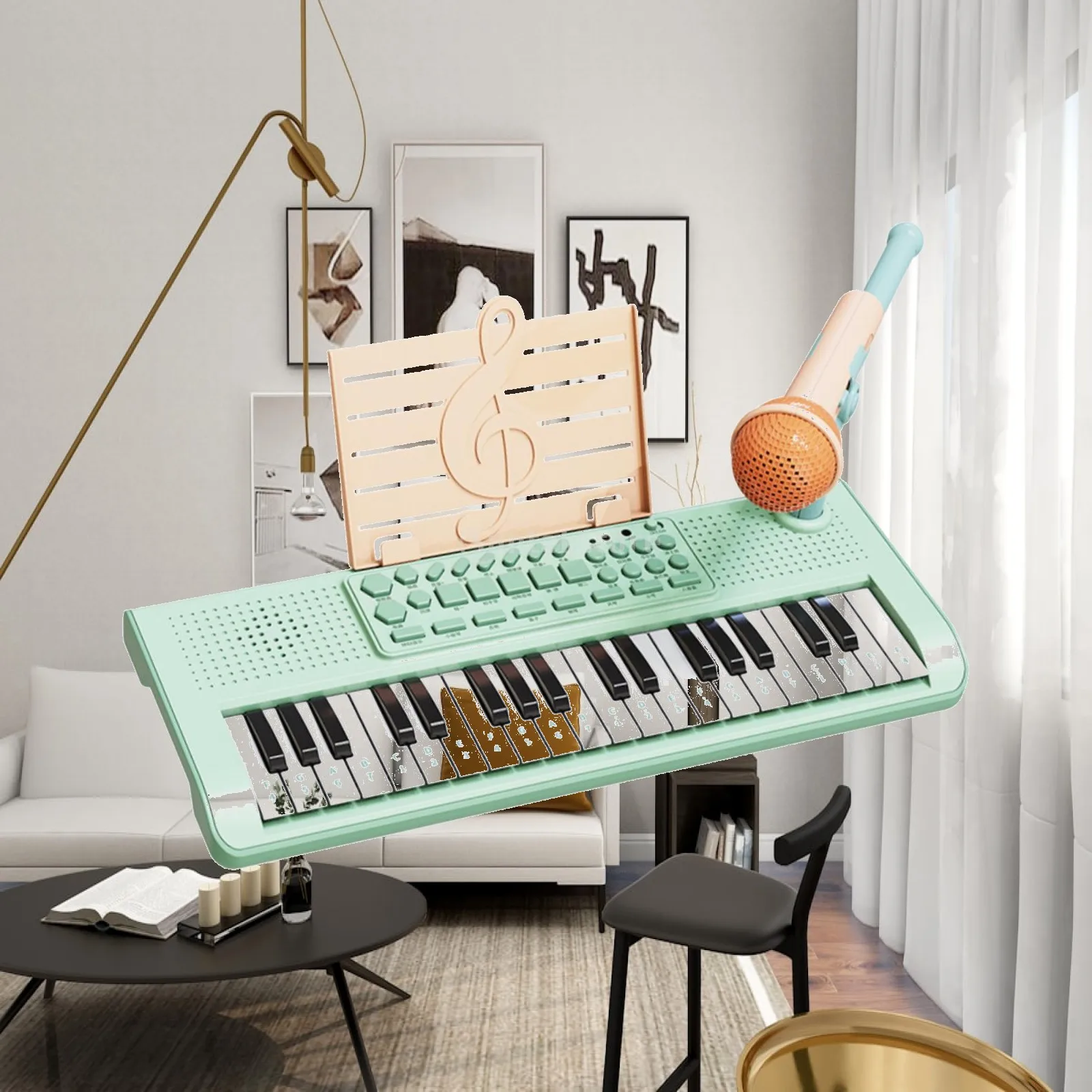Kids Piano Keyboard Beginner Toy, Birthday Gift for Kids ,Portable ,Home Use Learning Educational with Microphone Small Piano