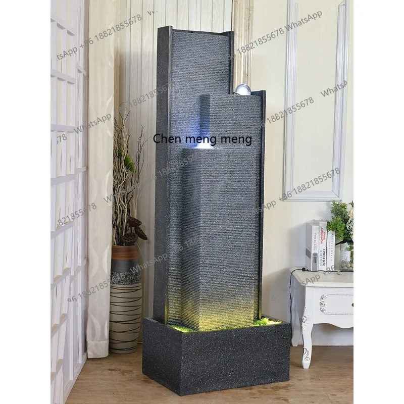 

Simple living room water curtain wall running water, outdoor circulating water ornament hotel, floor decoration