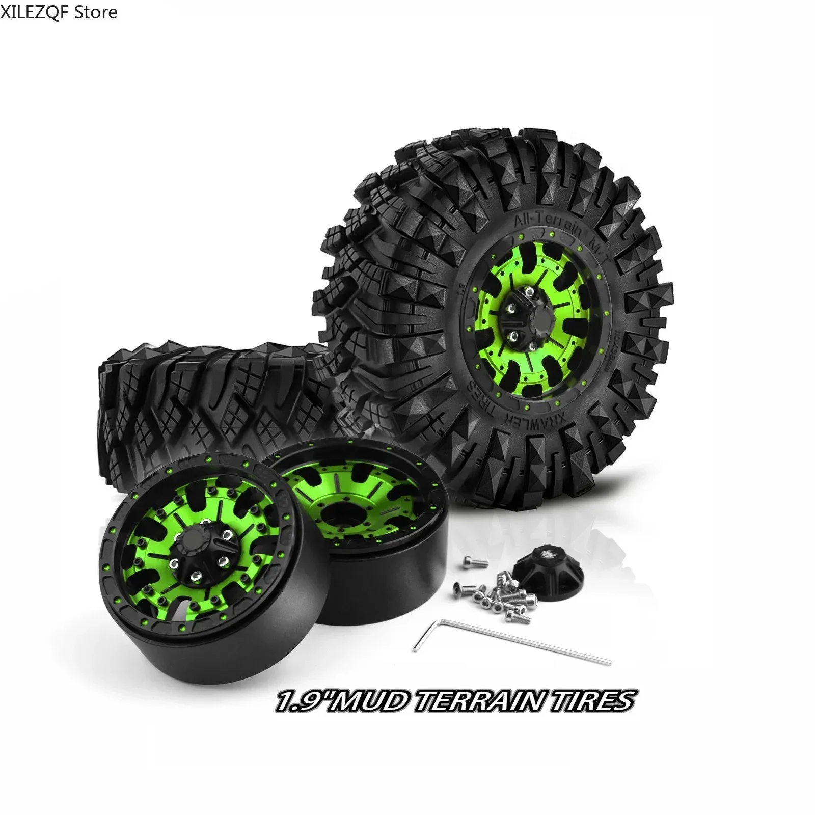

110*38 mm 1.9" Wheel Rims Tires Set for 1:10 RC Rock Crawler Car TRX4 Axial SCX10 90046 Redcat Gen8 rbx10