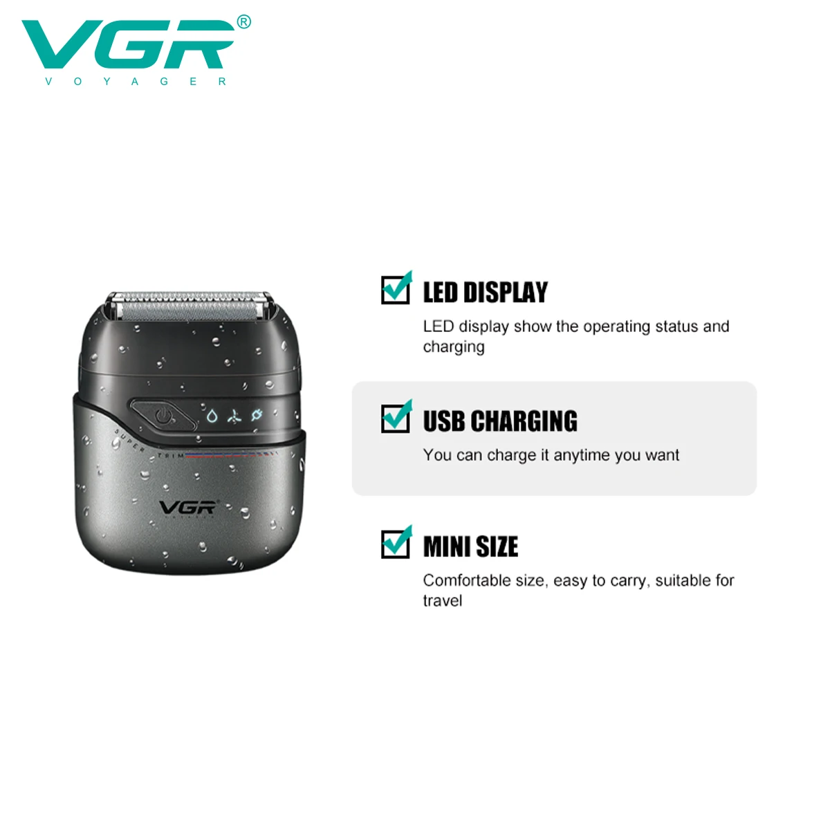 VGR ミニダブルヘッドシェーバー 往復ヘッド メンズシェーバー 顔に適用 白髪をかきむしる クリーニング＆トリマー V-379