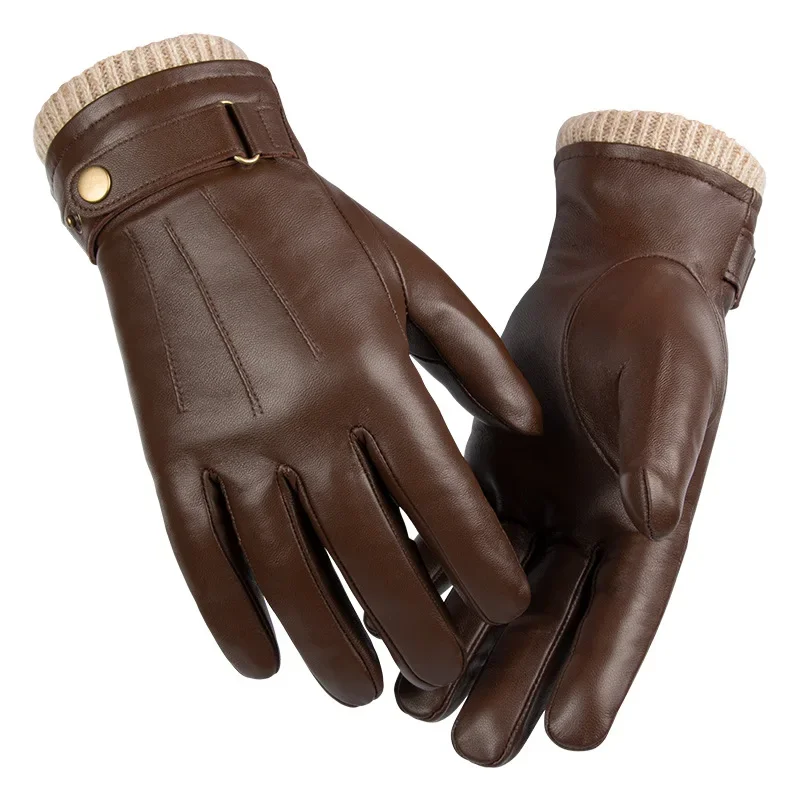 Luvas de couro masculinas para o inverno,п vstükтки мужмае senin, Luvas de inverno,Guantes para frio, À prova d'água, Luvas cuir homme, Luvas quentes