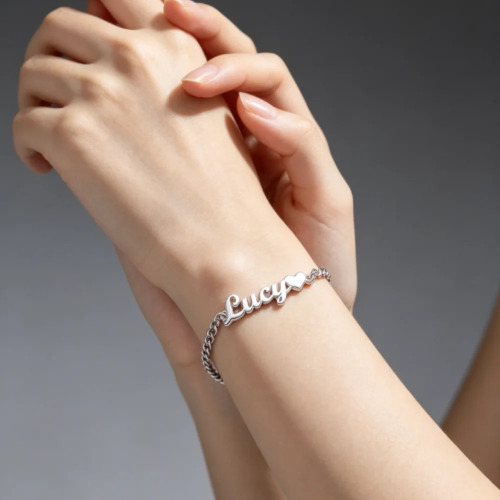 Personalized customized name bracelets, stainless steel nameplate bracelets, men's and women's customized name jewelry gifts