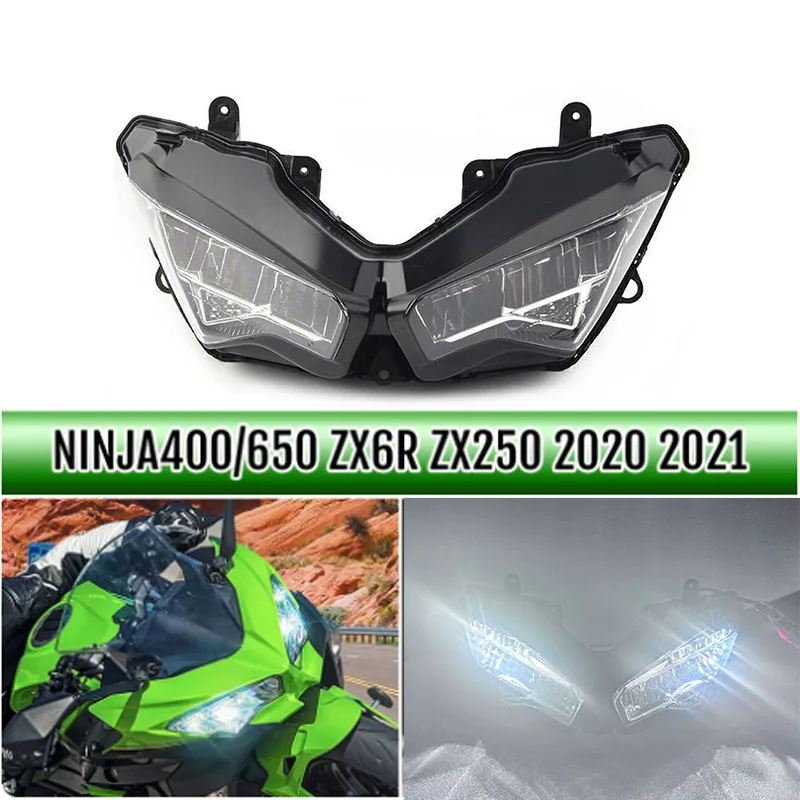 Motorcycle Front Headlight Lamp Assembly Lens For Kawasaki Ninja 400 250 2018-2021 2023 Headlamp ZX6R 636 NINJA650 ZX250 ZX25R