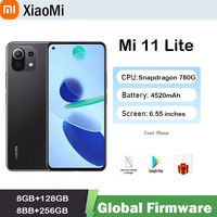smartphone Xiaomi mi 11 Lite smartphone Global firmware 5G AMOLED Snapdragon 780G 64MP Full Screen 90HZ used phone