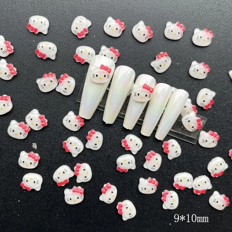 Faux autocollants pour ongles Hello Kitty Y2k, Sanurgente Anime, Kuromi, Melody, pièces de bricolage, accessoires de bijoux Kawaii, cadeau de jouet de dessin animé, 10 pièces