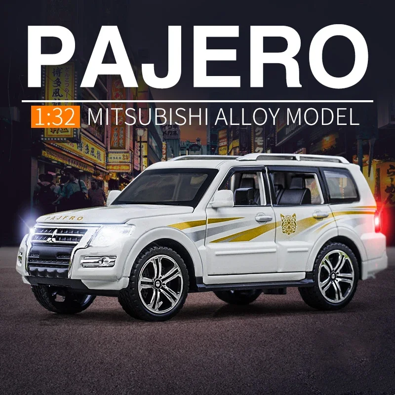 

1:32 модель автомобиля Mitsubishi PAJERO SUV из сплава, Литые металлические игрушечные автомобили, Коллекционная модель автомобиля, имитация звука, искусственная игрушка в подарок