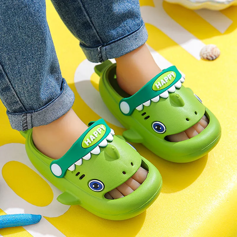 Kids‘ Megalodon Shark Slippers Toe Protection Waterproof Anti-slip Garden Shoes Boys Girls Outdoor Casual Beach Sandals Children