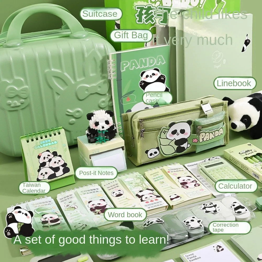 

Large Capacity Gift Box Panda Stationery Set Pencil Case Abundant Back-to-school Gift Kit Cute Study Stationery for Students