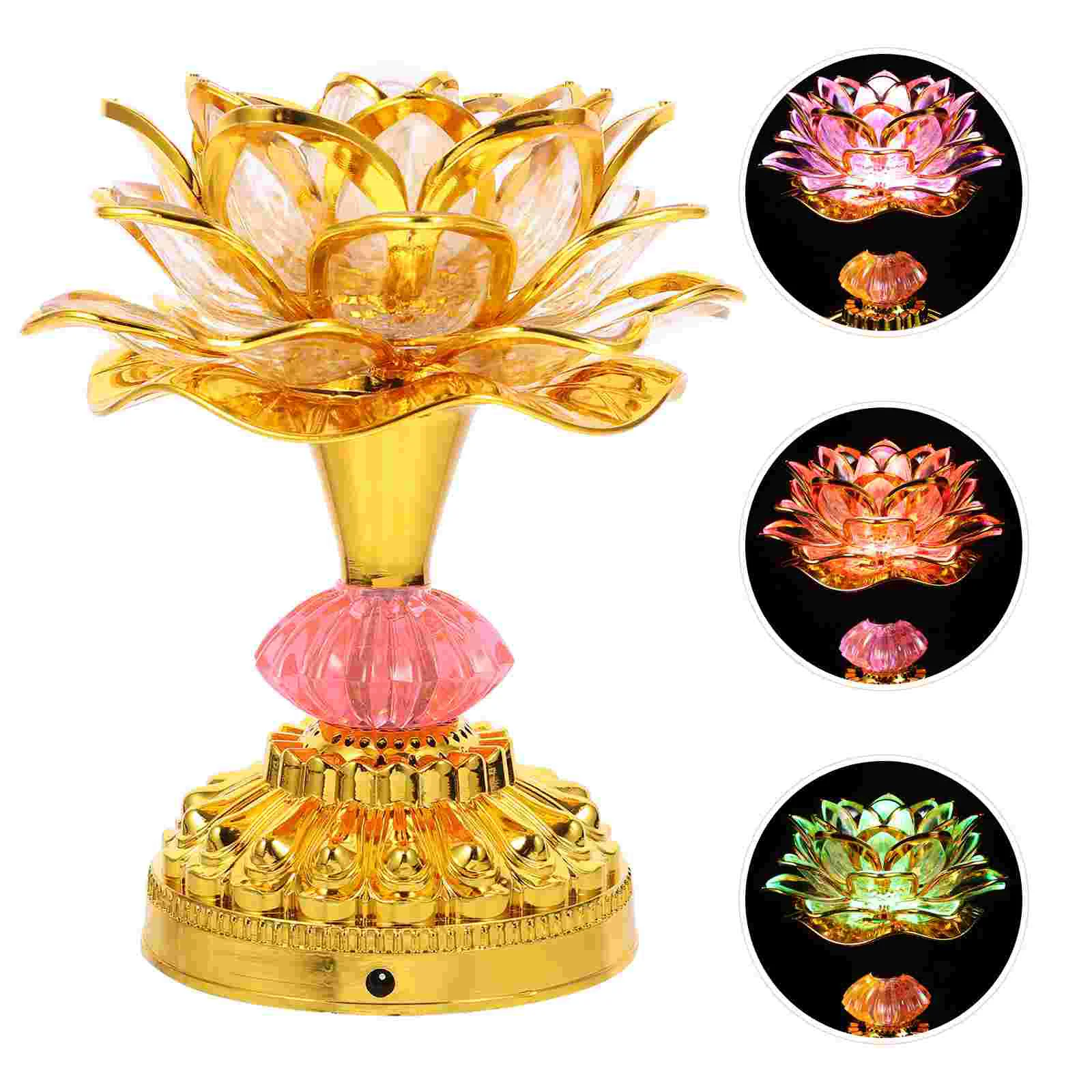 Lotus Flower Lamp Household LED Light Abs Worship Buddha Hall Decoration