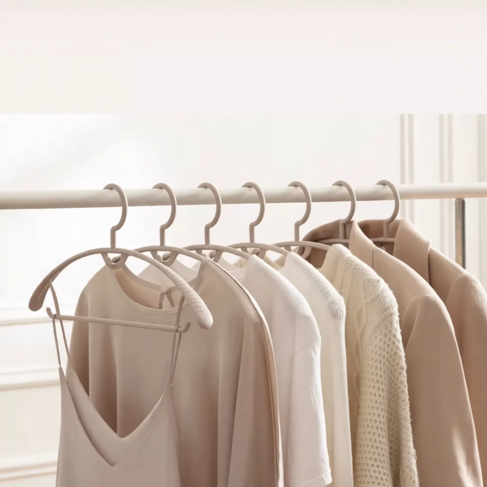 Space Saving Closet Hanger Vertical Connection Organizer Non Slip Wide Shoulder Clothes Rack For Home Wardrobe Organization