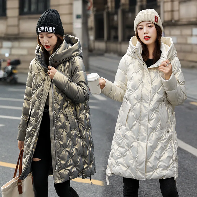 Winter Neue Mode Lange Baumwolle gefütterte Mantel Frauen Casual Mit Kapuze Parkas Frauen Winter Jacke Mantel Unten Jacke Weibliche