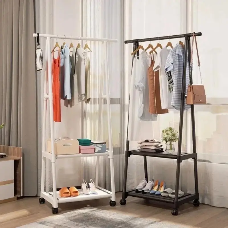 

Movable Coat Rack Triangle Pulley Clothes Storage Racks Bedroom Corner Clothes Shelf Simple Assembly Multifunctional Furniture