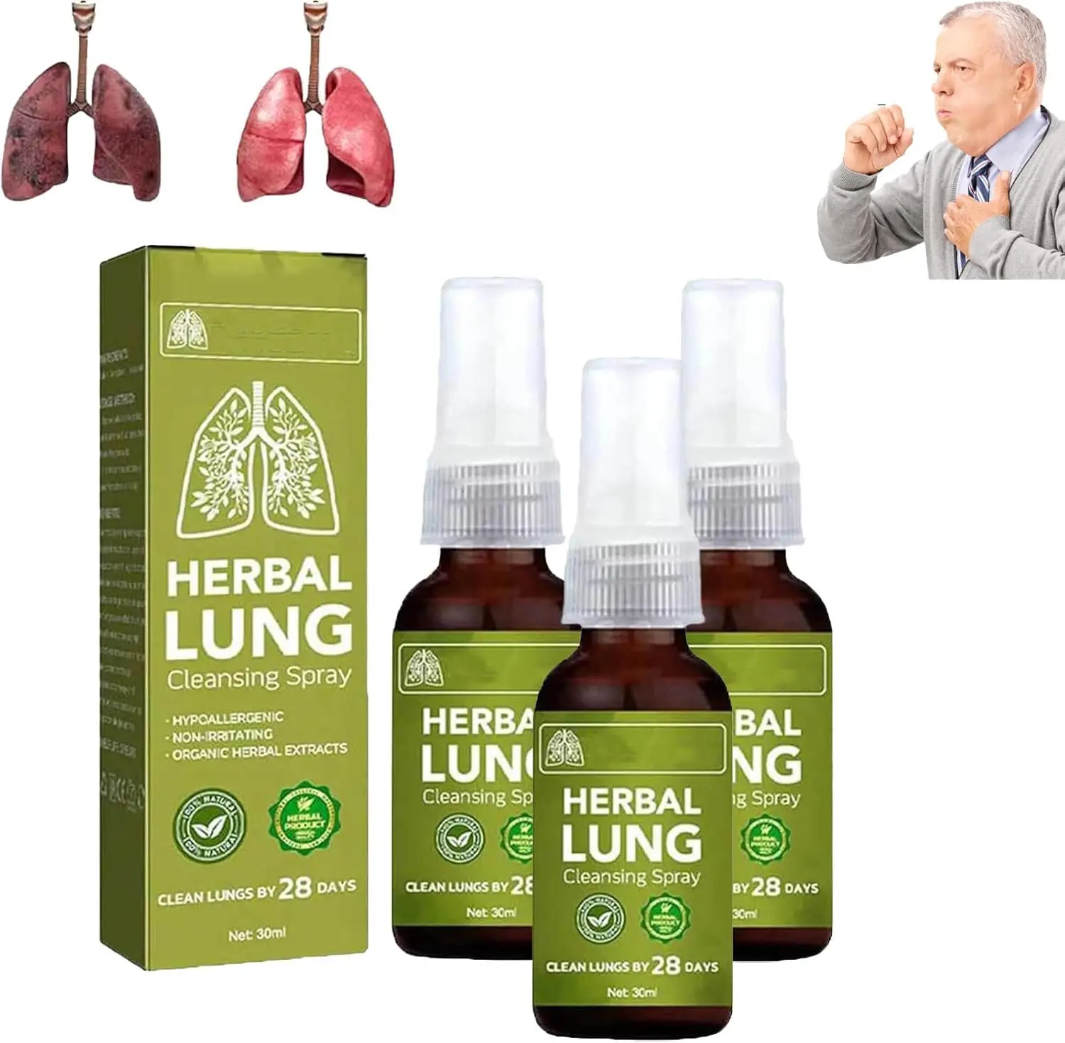 Breathdetox Herbal Lung Cleansing Spray Herbal Lung Cleanse Spray Natural Essence Powerful Lung Support Mullein Leaf Extract