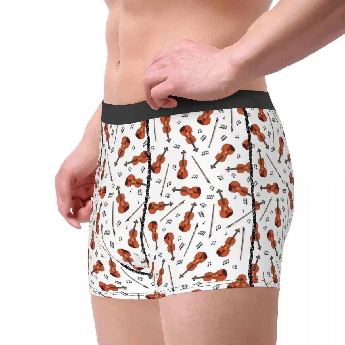 Man Violin Lover And Music Note Underwear Funny Boxer Shorts Panties Male Soft Underpants