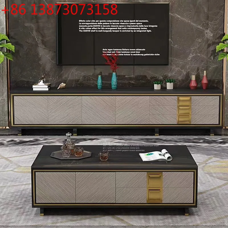 

Легкий роскошный журнальный столик Шкаф для телевизора Напольный шкаф После современного простого американского ТВ-шкафа из закаленного стекла Окрашенный журнальный столик